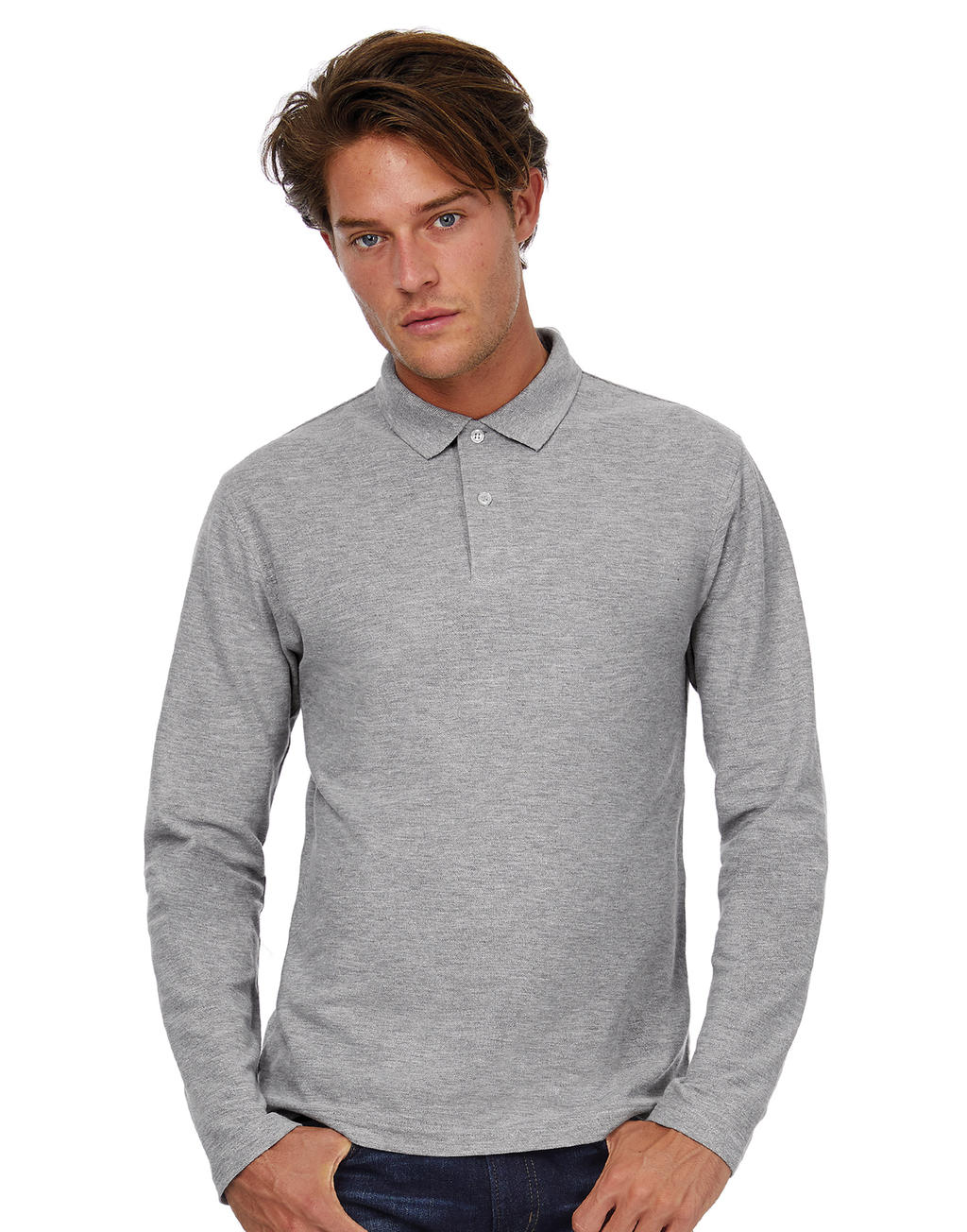 Heren Polo Lange Mouw B&C ID.001