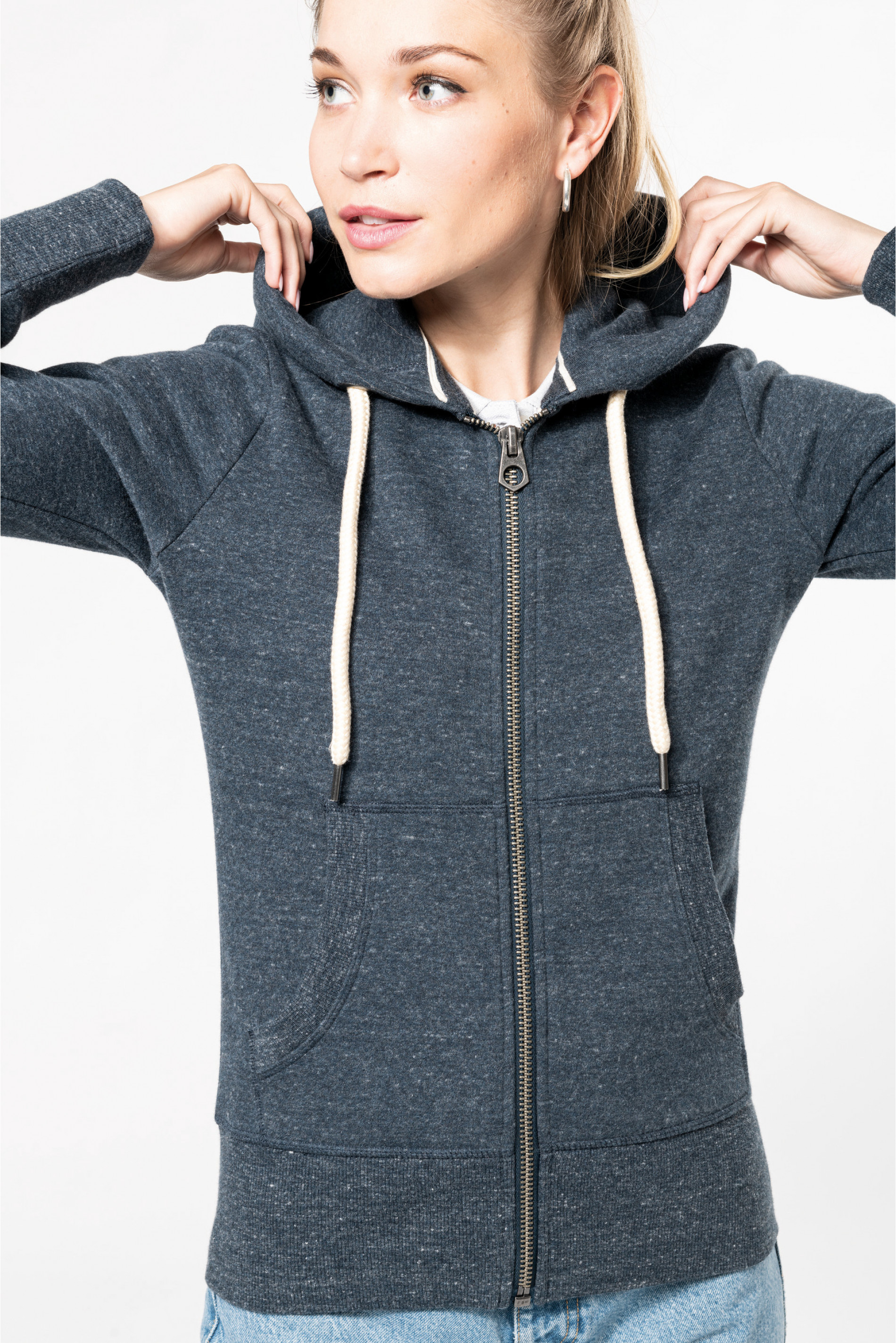 Dames Hoodie met rits Vintage Kariban KV2307