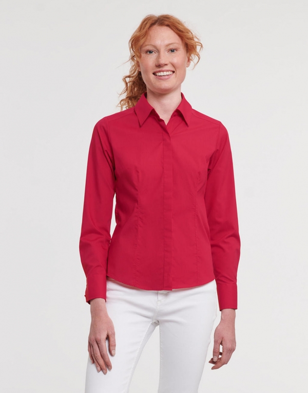 Dames blouse Poplin Russell 942F lange mouw