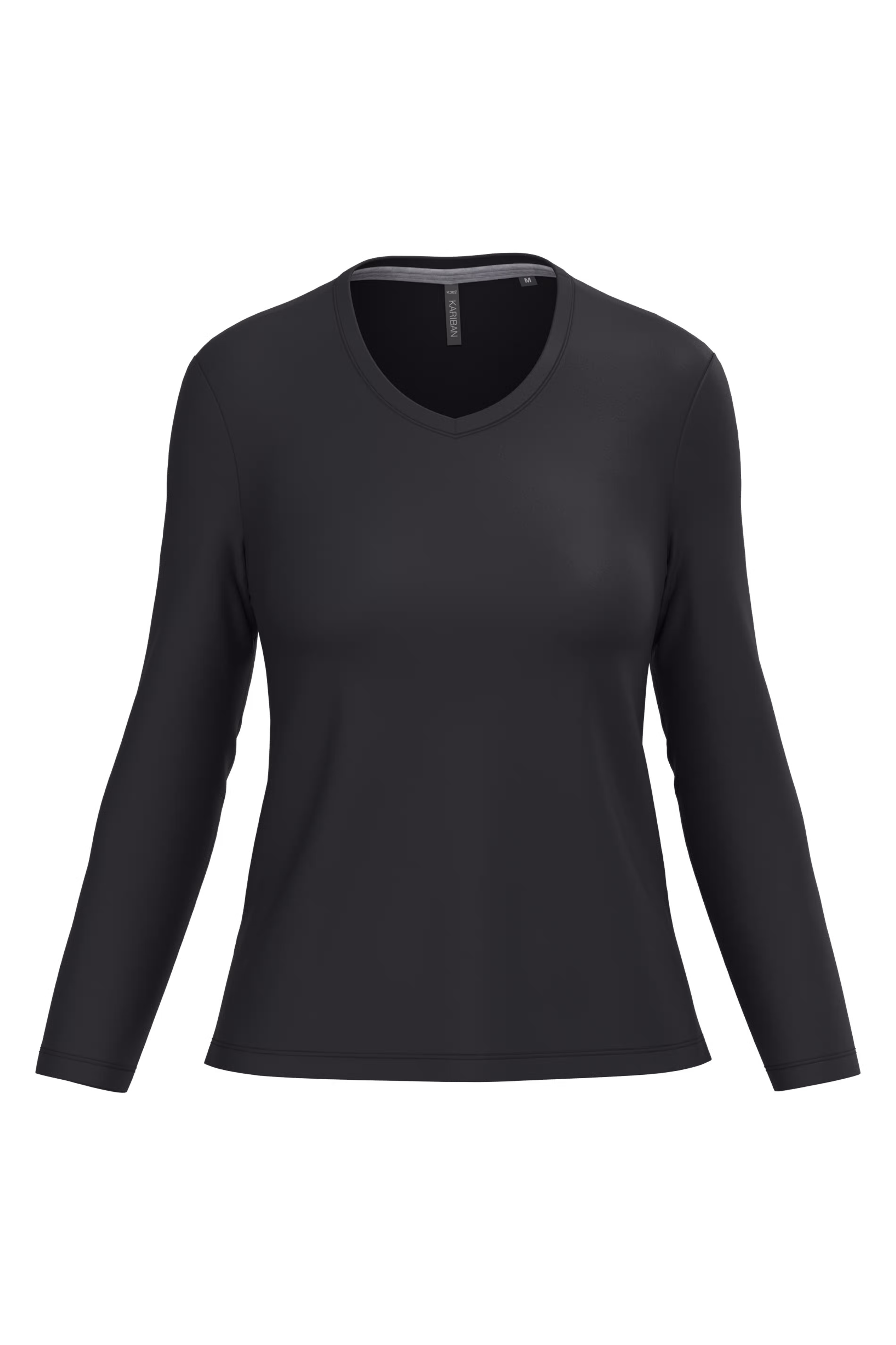 Dames T-shirts lange mouw V Hals Kariban K382 - Black