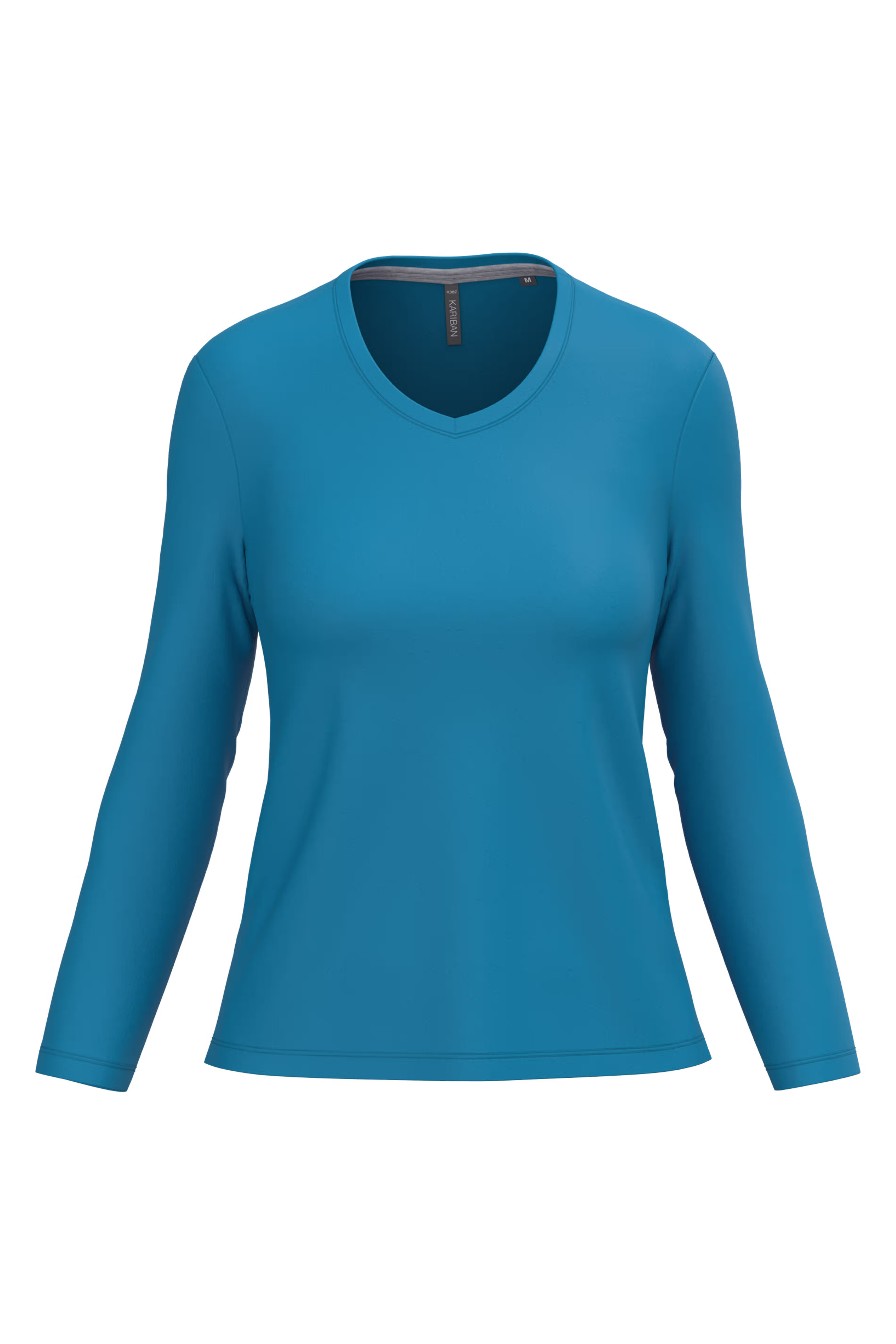 Dames T-shirts lange mouw V Hals Kariban K382 - Tropical Blue