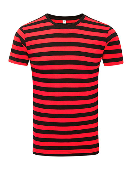 T-shirt Mantis Stripy T M109S zwart-rood
