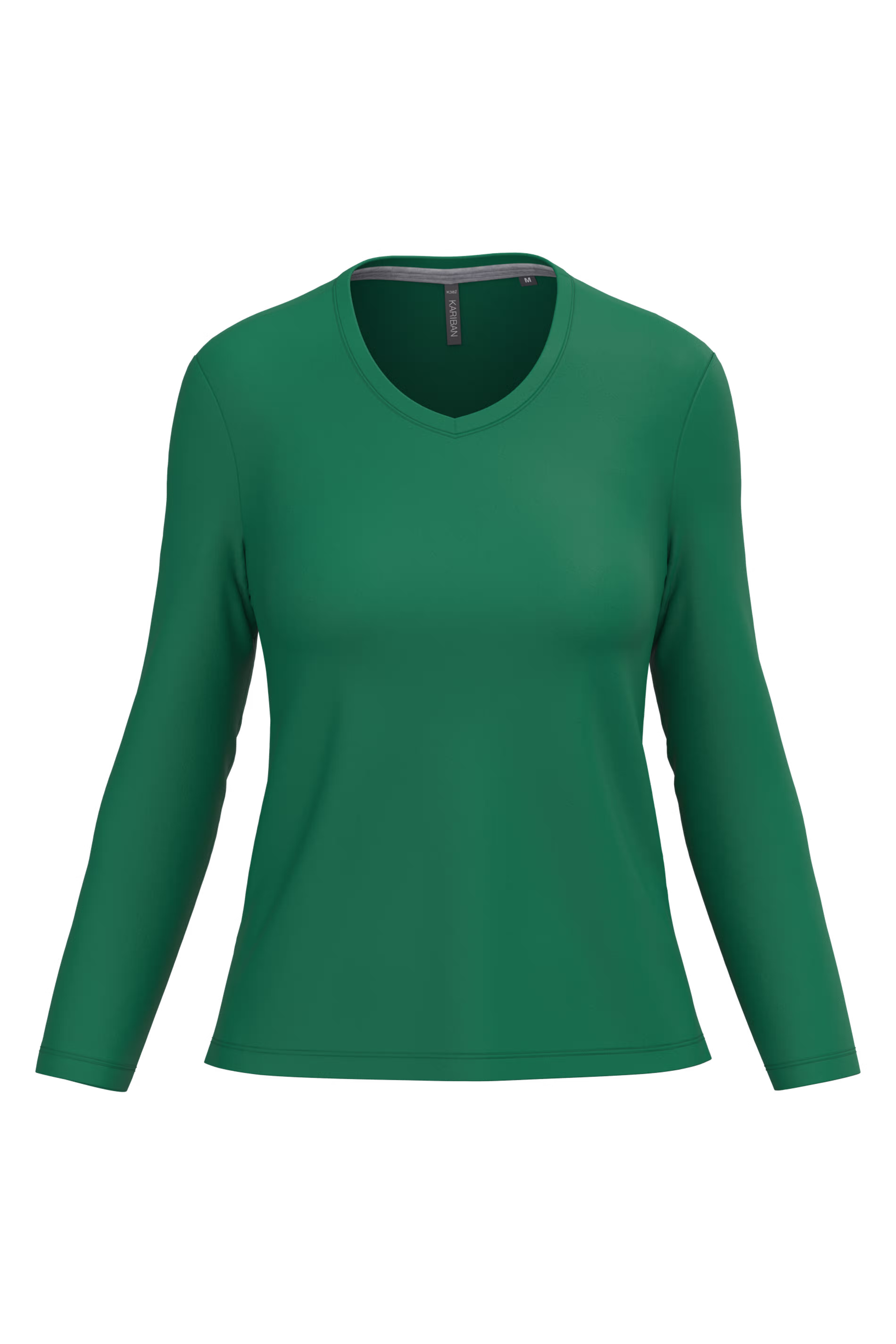 Dames T-shirts lange mouw V Hals Kariban K382 - Kelly Green