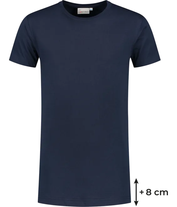 Heren T-shirt extra Lang Santino Jace+C-Neck - Real Navy