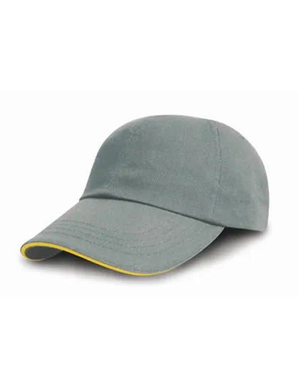 Brushed Cotton Drill Cap RC050X in Brushed Cotton Drill Cap RC050X - Heather/Amber