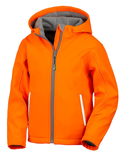 Softshell Kinder Jas Hooded Result R224J Neon Oranje