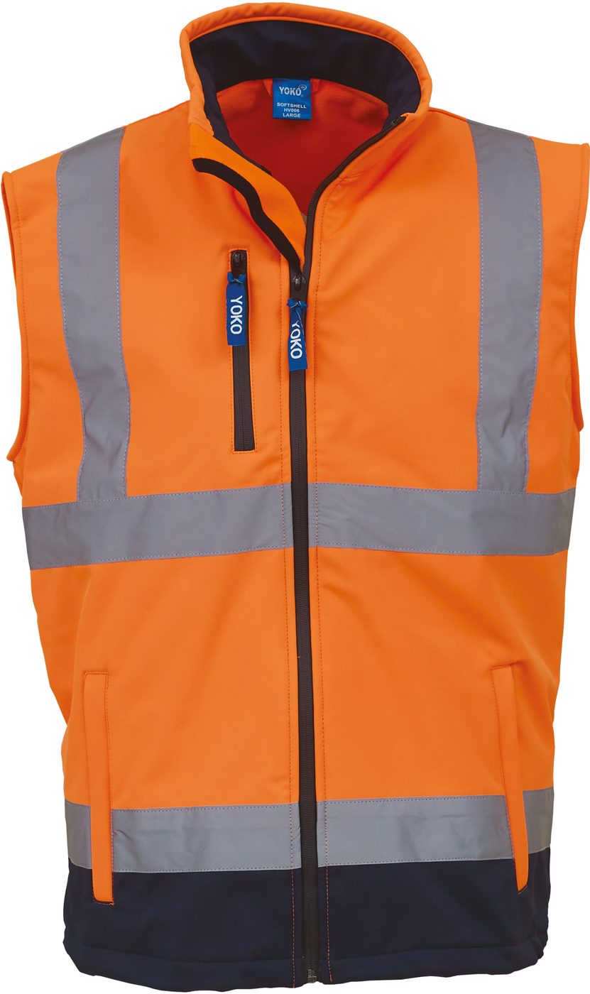 Heren Softshell Bodywarmer High Visibilty HV006 Orange-Navy