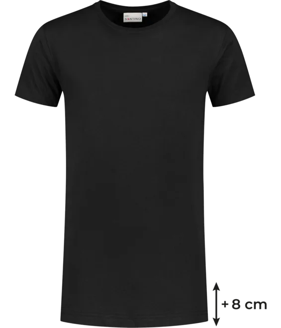 Heren T-shirt extra Lang Santino Jace+C-Neck - Black