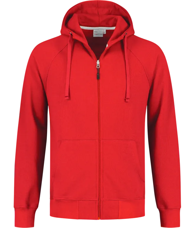 Heren Hooded Sweater met rits Santino Reno  in Heren Hooded Sweater met rits Santino Reno Rood