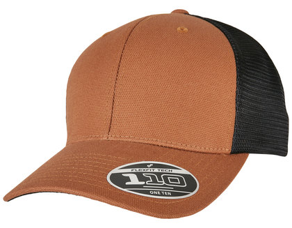 Flexfit Structured Canvas Trucker Cap 110 - Flexfit Structured Canvas Trucker Cap 110 Toffee Black