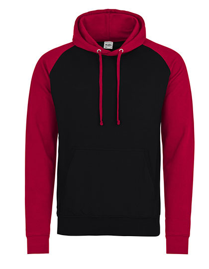 Baseball Hoodie AWDis Baseball JH009 - Jet Black-Fire Red