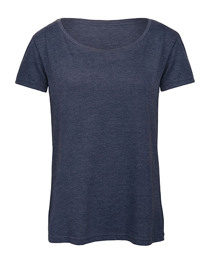 Dames T-shirt Triblend B&C TW056 - Heather Navy