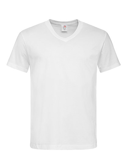 Heren T-shirt V Hals Stedman Classic-T ST2300 - White