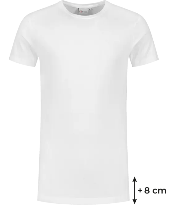 Heren T-shirt extra Lang Santino Jace+C-Neck - White
