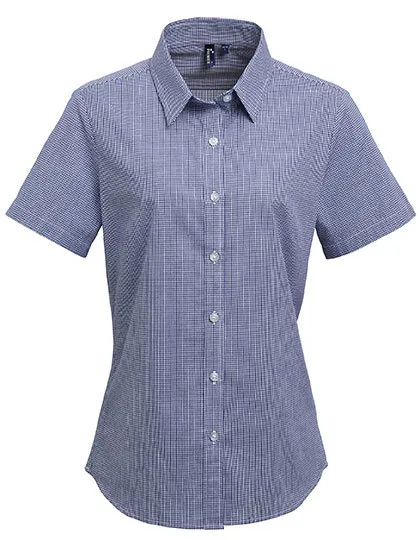 Dames Blouse Premier Workwear Microcheck PR321 in Dames Blouse Premier Workwear Microcheck PR321 Navy-Wit