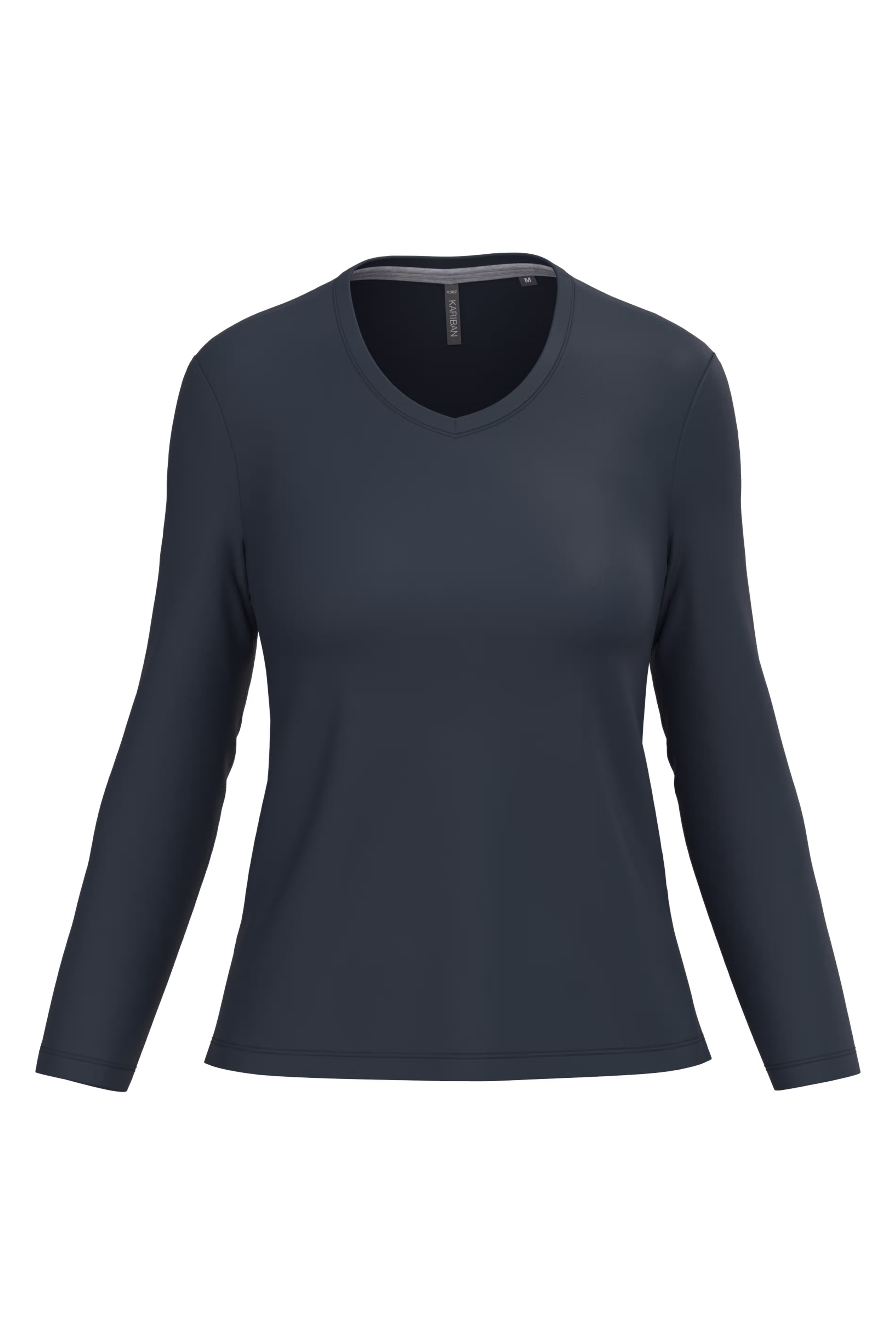 Dames T-shirts lange mouw V Hals Kariban K382 - Navy