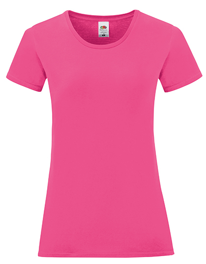 Dames T-shirt Iconic Fruit of the Loom 61-432-0 - Fuchsia