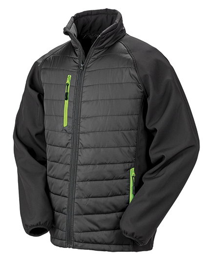 Heren Softshell Jas Result Recycled Compass Padded R237X Zwart-Lime
