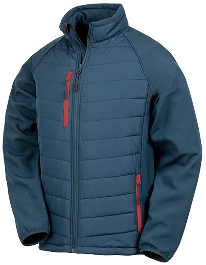 Heren Softshell Jas Result Recycled Compass Padded R237X Navy-Rood