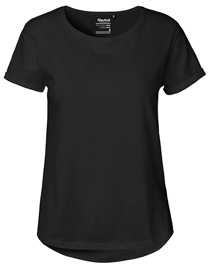 Dames T-shirt Neutral Roll Up O80012 - Black