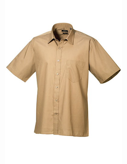 overhemd korte mouw Popeline premier PR202 Khaki
