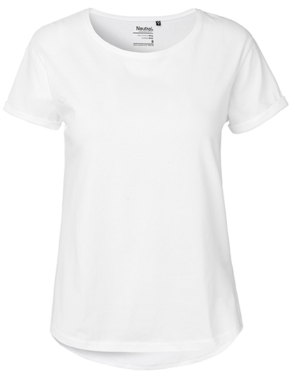 Dames T-shirt Neutral Roll Up O80012 - White