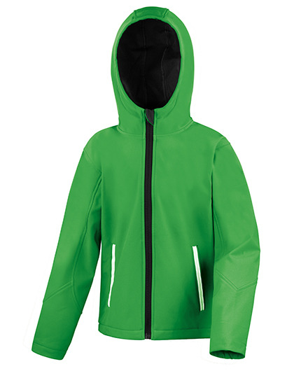 Softshell Jassen Kinder Hooded Result R224J vivid groen-zwart