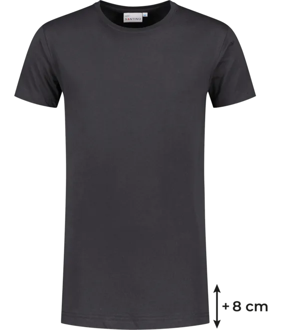 Heren T-shirt extra Lang Santino Jace+C-Neck - Graphite