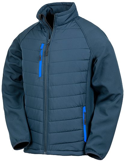 Heren Softshell Jas Result Recycled Compass Padded R237X Navy-Royal Blue