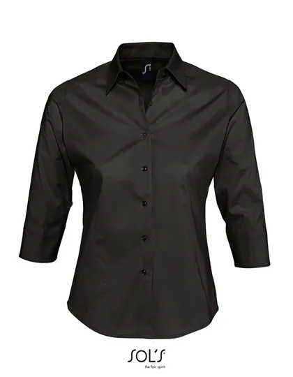 Dames Blouse 3/4 mouw Sol's Effect 17010 in Dames Blouse 3/4 mouw Sol's Effect 17010 Zwart