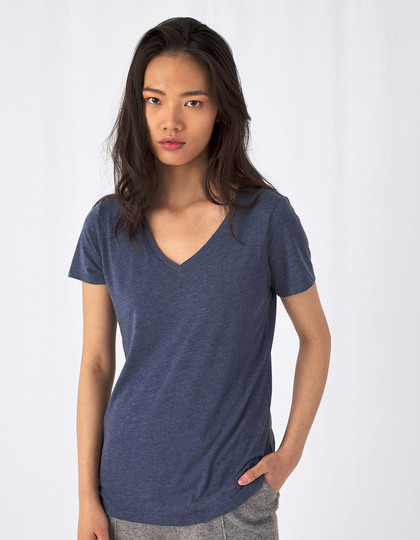 Dames V-hals T-shirt Triblend B&C TW058
