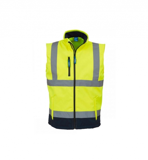 Heren Softshell Bodywarmer High Visibilty HV006 Hi-Vis Yellow-Navy