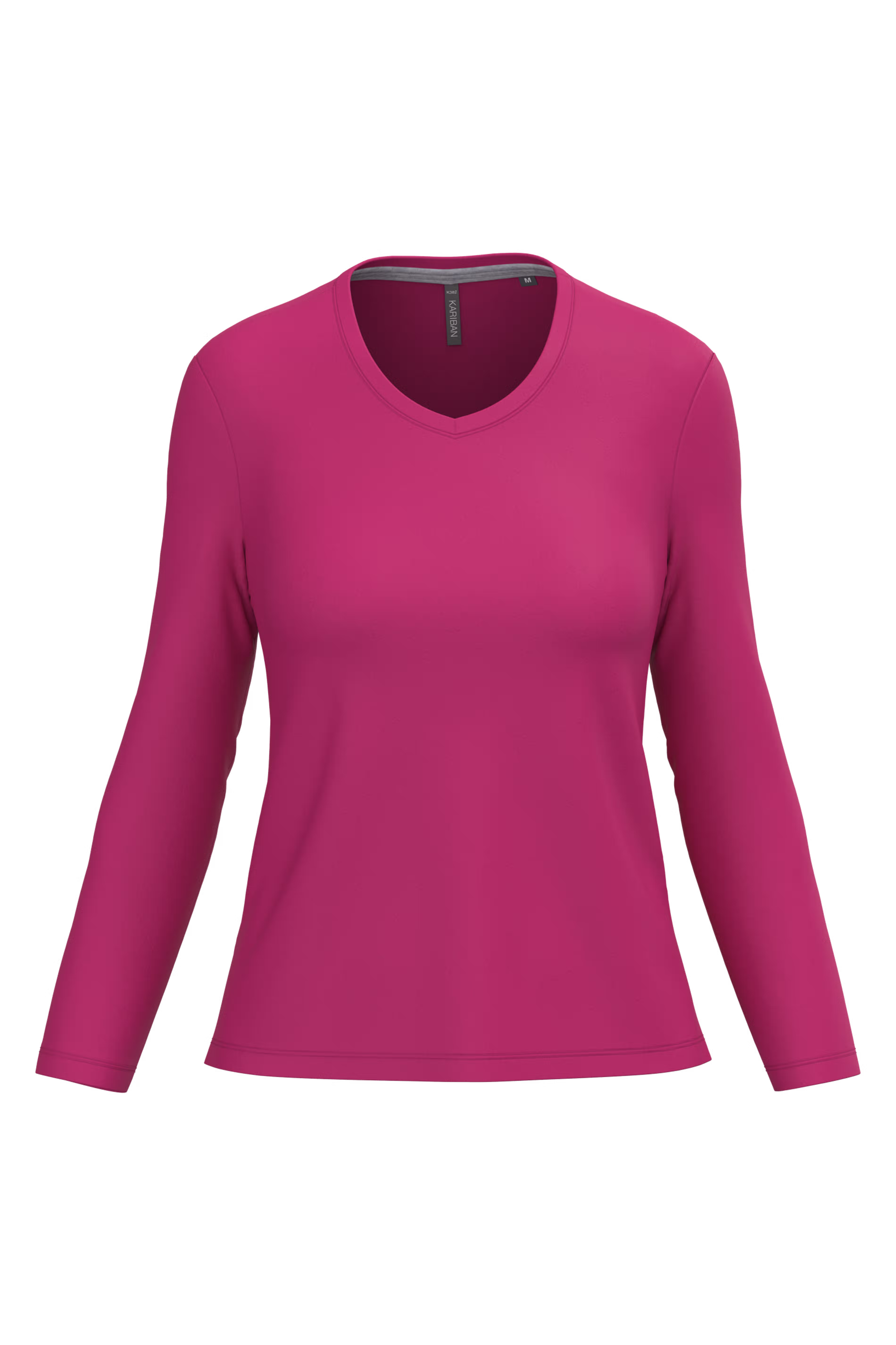 Dames T-shirts lange mouw V Hals Kariban K382 - Fuchsia