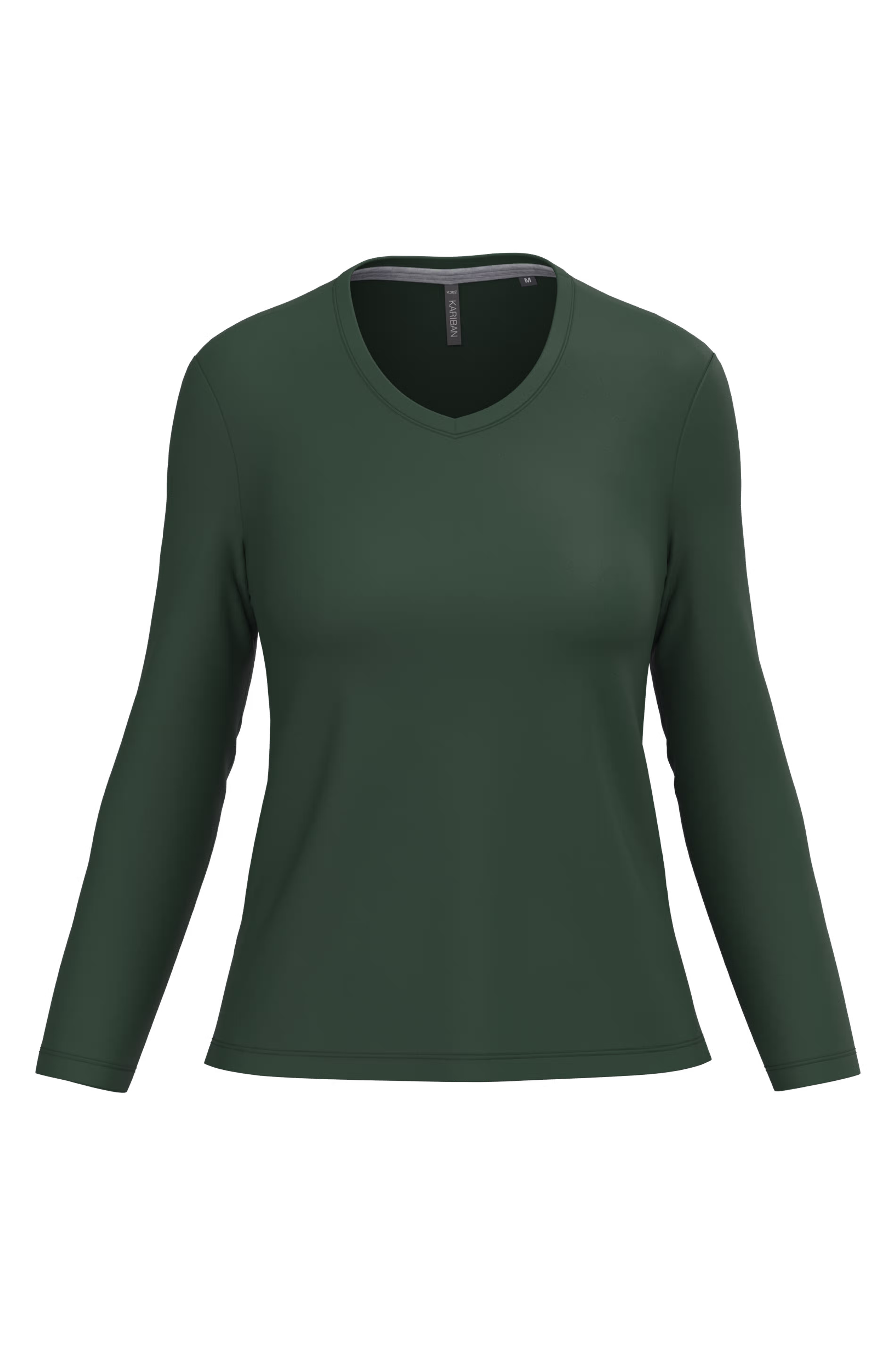 Dames T-shirts lange mouw V Hals Kariban K382 - Forest Green