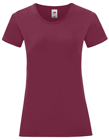 Dames T-shirt Iconic Fruit of the Loom 61-432-0 - Burgundy