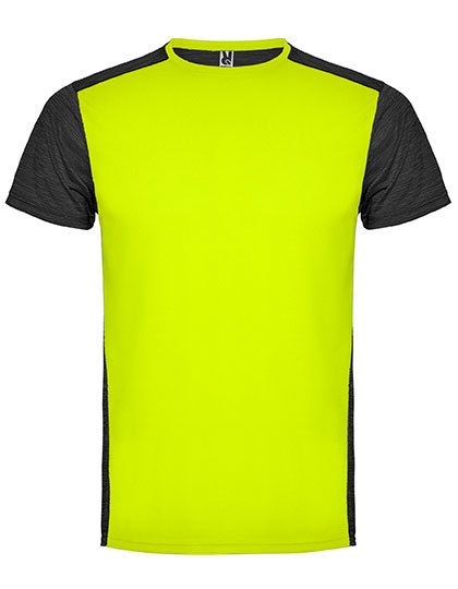 Heren Sportshirt Roly Zolder CA6653 - Fluor Yellow / Heather Black