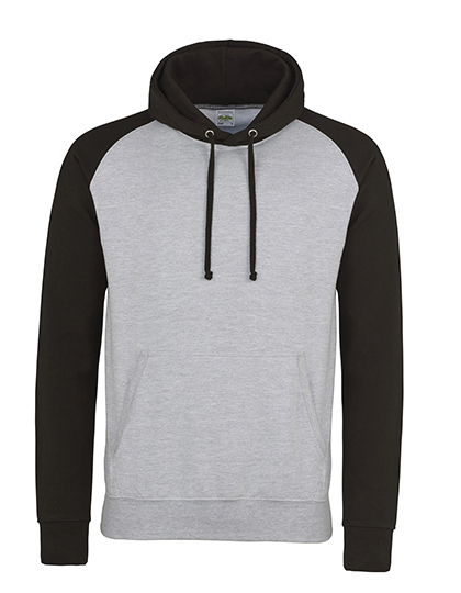 Baseball Hoodie AWDis Baseball JH009 - heather grey/jet black
