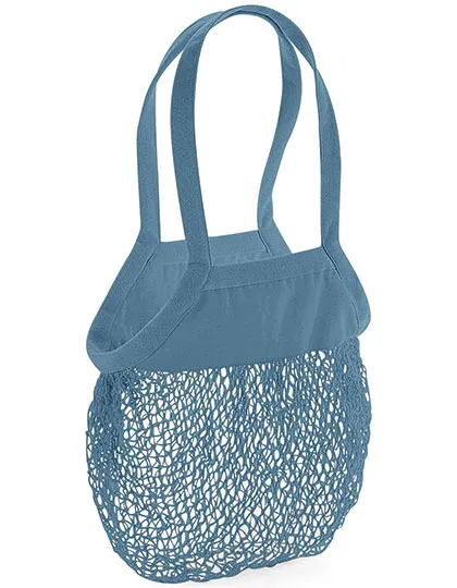 Katoenen Draagtas biologisch Westford mill W150 in Organic Cotton Mesh Grocery Bag Airforce Blue