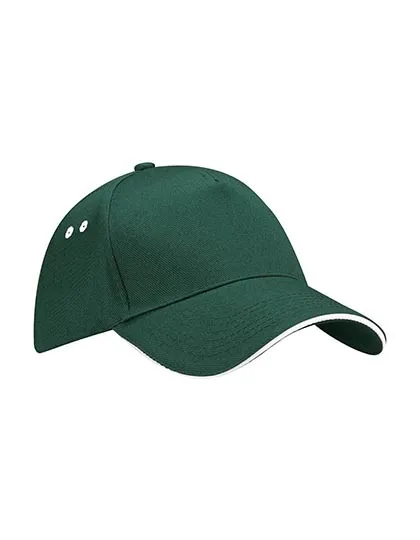 Cap 5 Panel Sandwich Peak B15c in Cap 5 Panel Sandwich Peak B15c - Bottle Green/White