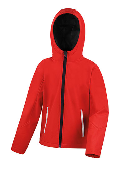 Softshell Jassen Kinder Hooded Result R224J Red-zwart