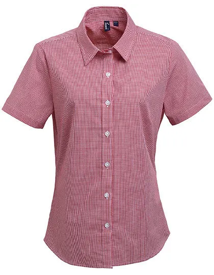 Dames Blouse Premier Workwear Microcheck PR321 in Dames Blouse Premier Workwear Microcheck PR321 Rood-Wit