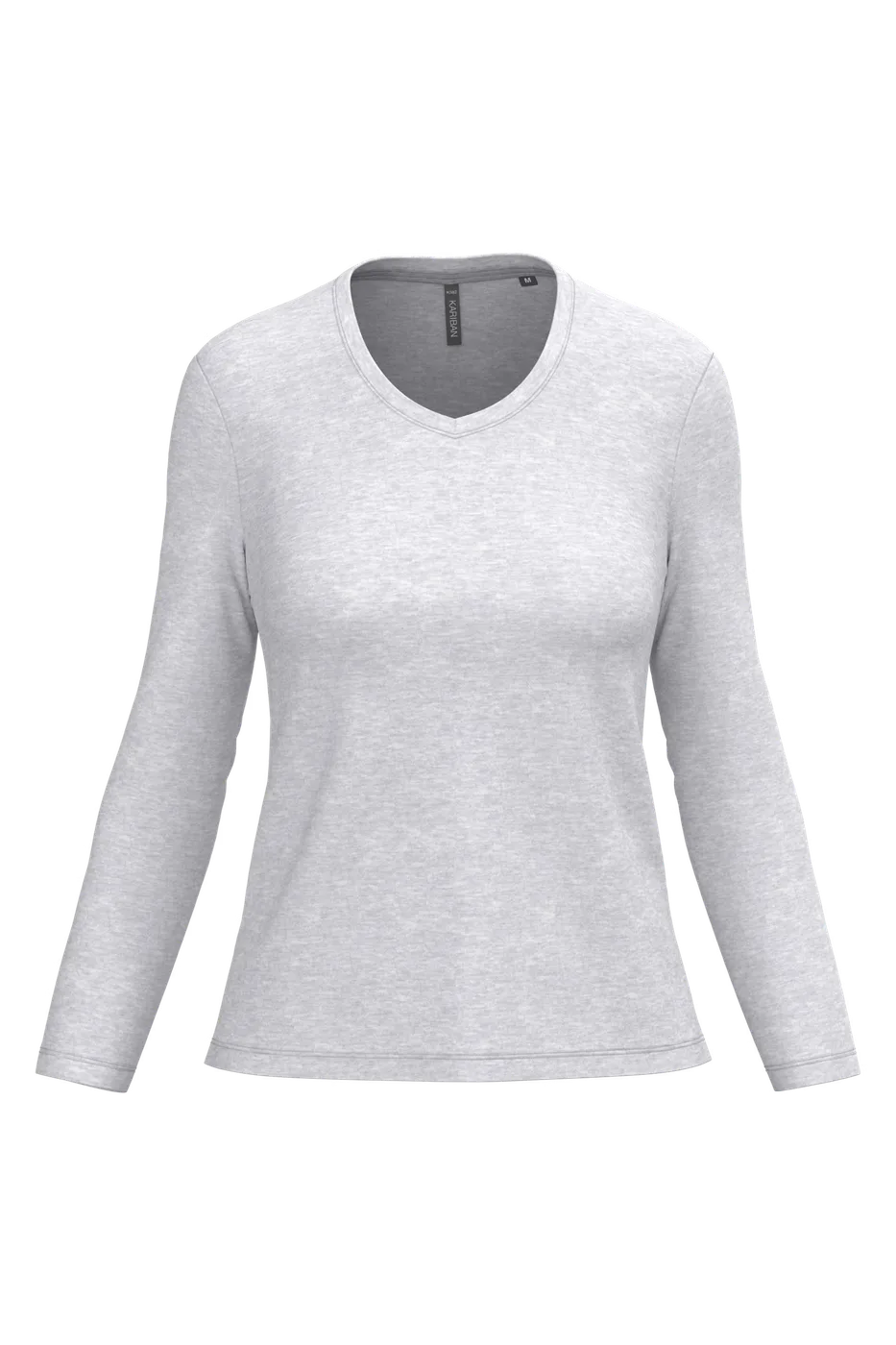 Dames T-shirts lange mouw V Hals Kariban K382 - Ash Heather