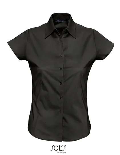 Dames Blouse Korte Mouw Sol's Strech 17020 in Dames Blouse Korte Mouw Sol's Strech 17020 Zwart