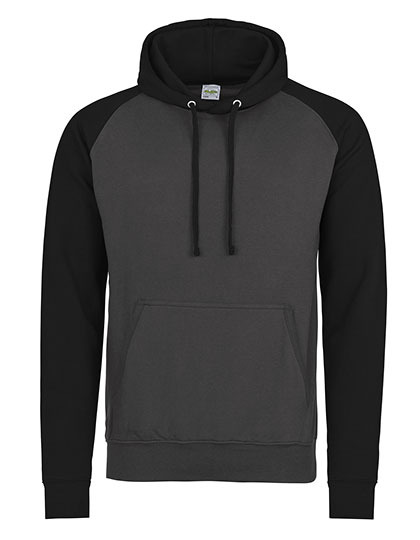 Baseball Hoodie AWDis Baseball JH009 - charcoal-jet black