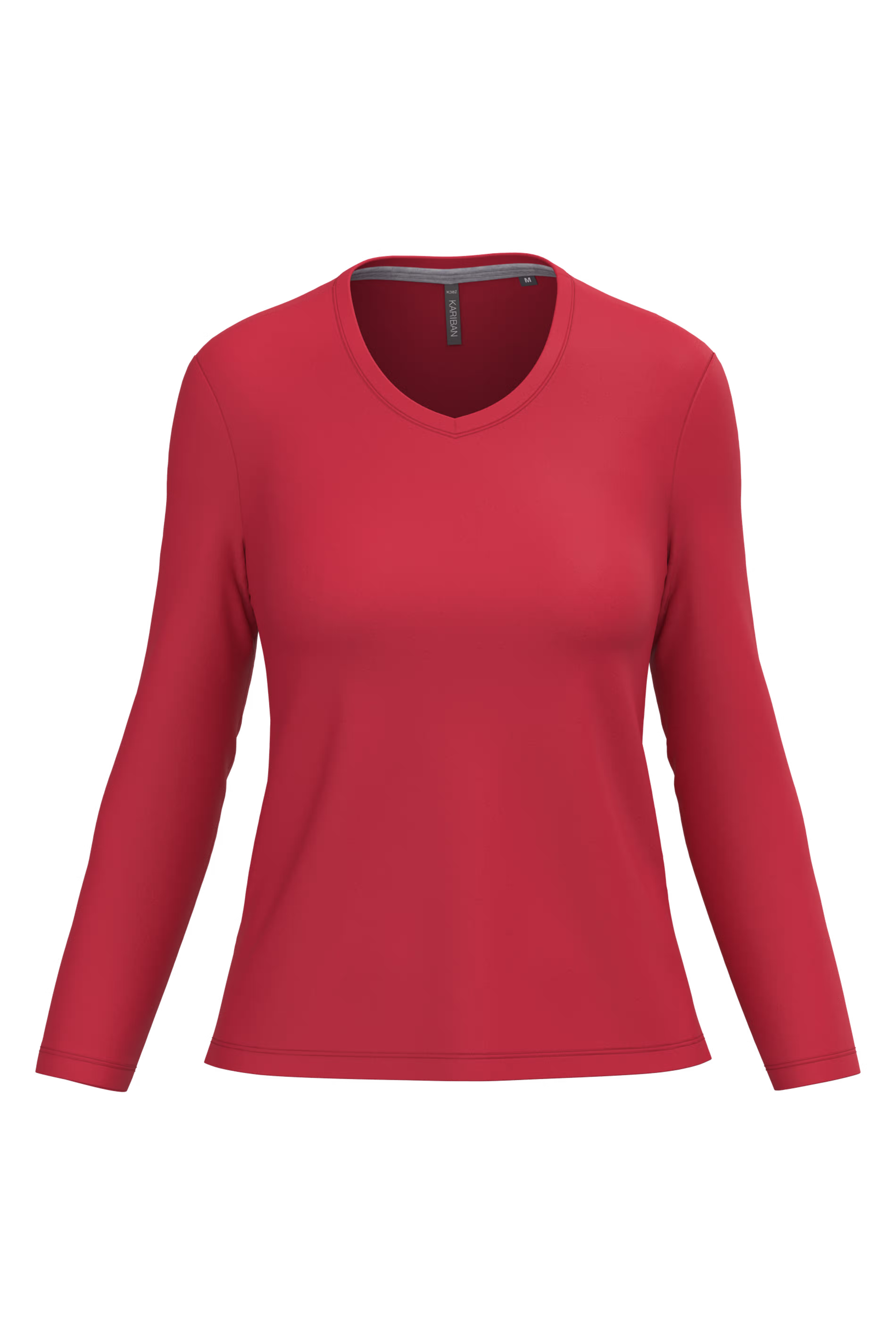 Dames T-shirts lange mouw V Hals Kariban K382 - Red