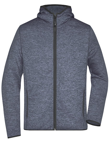 Fleece Vest Daiber Hooded JN589 denim melange-zwart