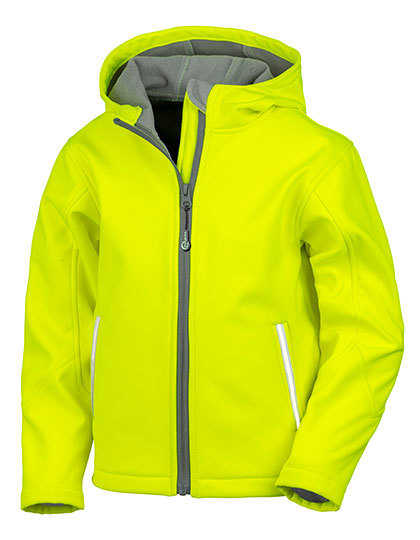 Softshell Kinder Jas Hooded Result R224J Neon Geel