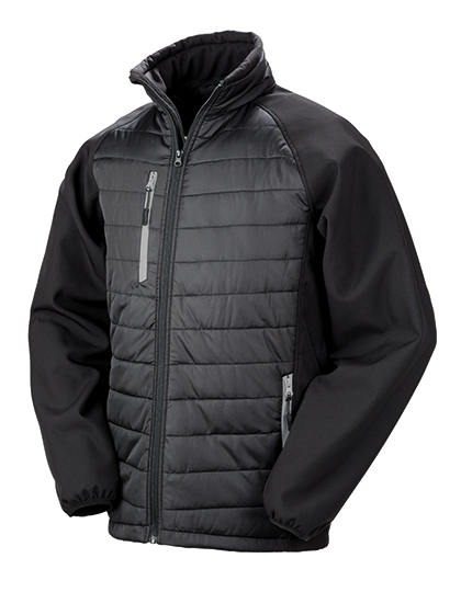 Heren Softshell Jas Result Recycled Compass Padded R237X Zwart-Grey