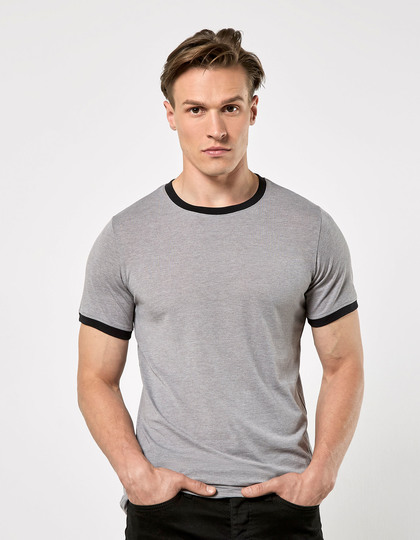 Heren T-shirt Ringer Fashion Fit Kustom Kit KK508