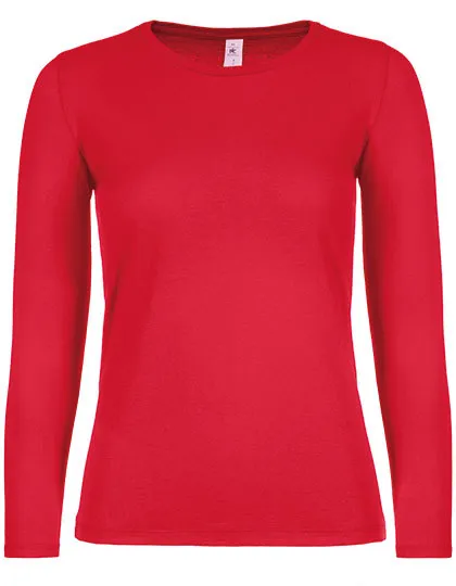 Dames T-shirt Lange Mouw B&C TW06T in Dames T-shirt Lange Mouw B&C TW06T - Red